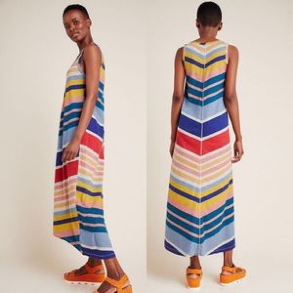 Anthropologie Dresses & Skirts - Anthropologie Laila chevron rainbow print Dress M